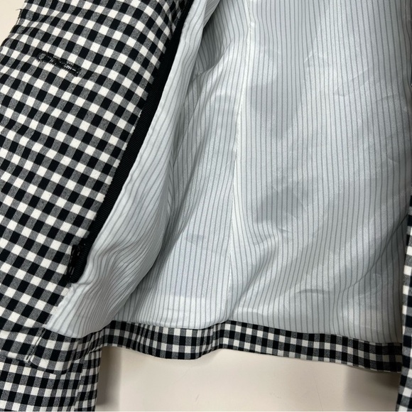 Veronica Beard Cottage Gingham Large Lapel Blazer in Black / White - Picture 7 of 16